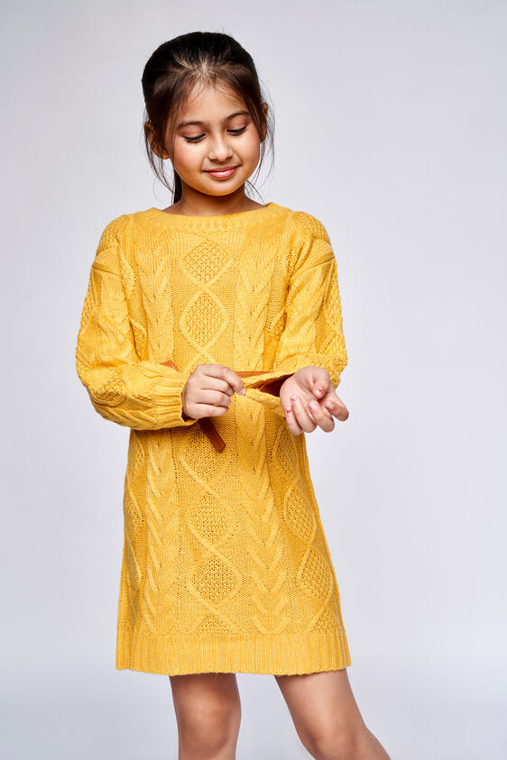 Yellow Solid A-Line Dress, Yellow, image 1